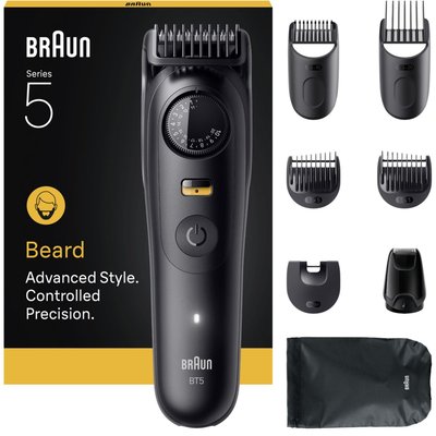 Tondeuse multi usages BT5560, molette réglable, 40 hauteurs de coupe, précision 0,5 mm, autonomie 120 mn BRAUN