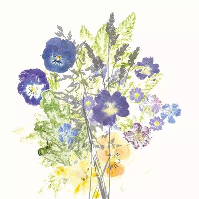 Serviette métis lin & coton lavé FLEURS CHAMPETRES GARNIER-THIEBAUT