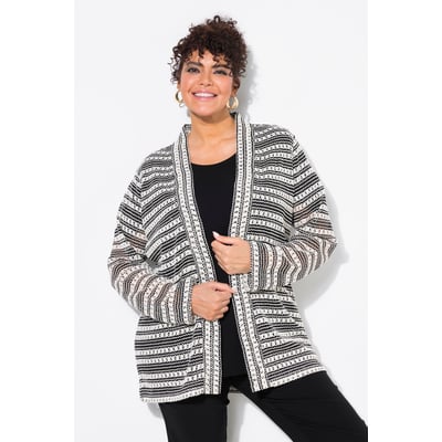 Cardigan à rayures. Coupe ouverte et manches ULLA POPKEN