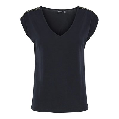 T-shirt manches courtes, bijoux épaules PIECES