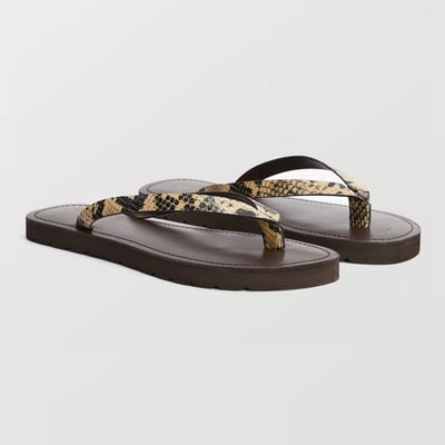Tongs aspect serpent en cuir MONOPRIX