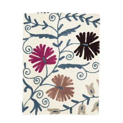 Jeté de lit coton brodé fleuri  Suzani MADAM STOLTZ