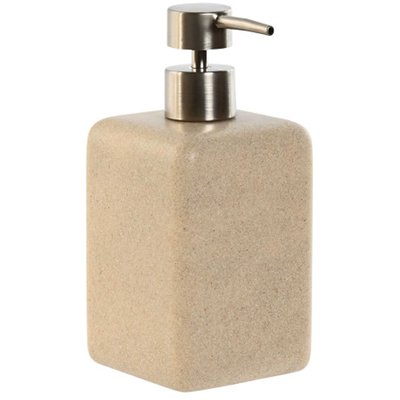 Distributeur de savon en résine effet pierre beige 8x8x18cm WADIGA