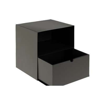 Chevet suspendu cube en métal et bambou 1 tiroir 1 niche - JANIE HELLIN, DEPUIS 1862