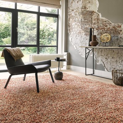 Tapis longs poils shaggy tissé en laine motif faux uni NUAGE C UN AMOUR DE TAPIS