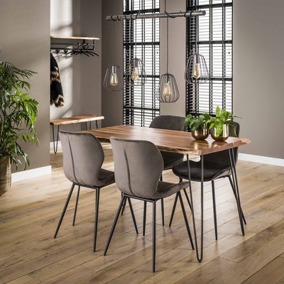 Table à manger bois naturel pieds métal 130 MELBOURNE PIER IMPORT