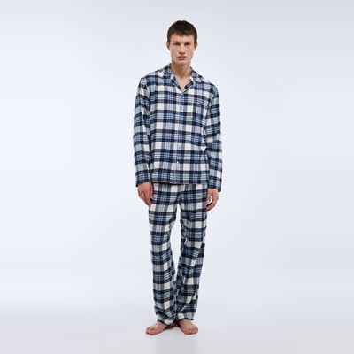Pyjama à carreaux manches longues et pantalon en flanelle, Bio MONOPRIX