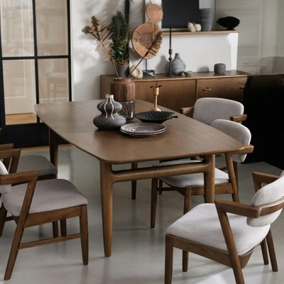 Table à manger vintage en chêne avec rallonge intégrée 160-215 cm BRADFORD PIER IMPORT