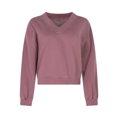 Sweat en coton mélangé mauve uni avec une coupe droite et un col v LEVI'S