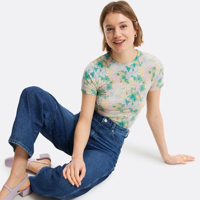T-shirt scollo rotondo maniche corte fantasia floreale LA REDOUTE COLLECTIONS