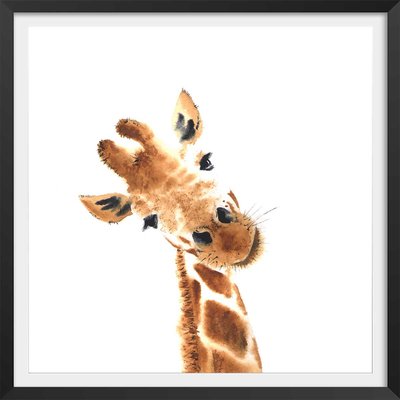 Poster dessin charmante girafe HEXOA