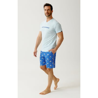 Pyjashort en jersey de coton léger imprimé Lent au démarrage ARTHUR
