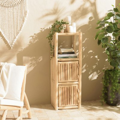 Petite colonne de rangement 3 niveaux rondins teck naturel MANAK PIER IMPORT