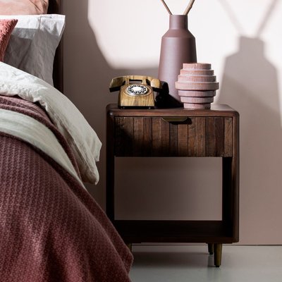 Table de chevet bois recyclé brun QUEENSTOWN PIER IMPORT