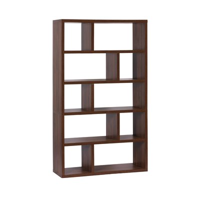 Etagère bibliothèque décor bois asymétrique 5 niveaux 10 compartiments BASIKS SWEEEK