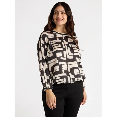 T-shirt avec manches et devant en satin à imprimé géométrique FIORELLA RUBINO