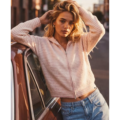Cardigan Zippé en Maille Coupe Décontractée SUPERDRY