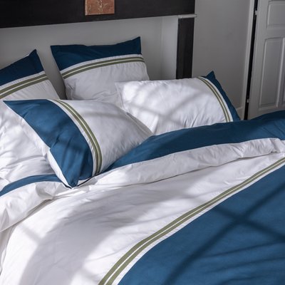 Housse de couette en percale de coton lavé, ESPRIT COUTURE BLANC CERISE