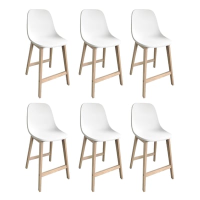 Lot de chaises d'ilot et bar en chêne avec assise plastique 65cm ELIOS | Lot de 6 MOB IN