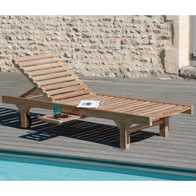 Bain de soleil transat jardin en Teck massif 205cm SUMMER PIER IMPORT