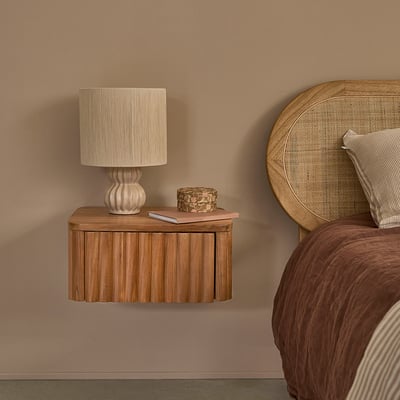 Table de chevet en teck massif suspendue 45 cm  BELIZE BERAH GETAH