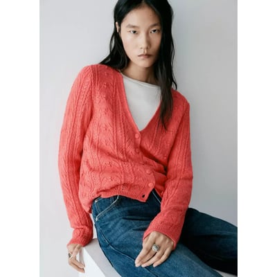 Cardigan maille ajourée MANGO