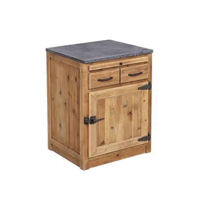 Meuble bas de cuisine en bois recyclé et pierre bleue CHAMPÊTRE MADE IN MEUBLES 