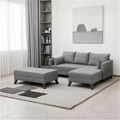 Canapé d’angle convertible gris - côté droit SPLIT PIER IMPORT