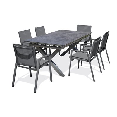 Ensemble repas de jardin en aluminium plateau céramique sur verre FLORIDE DCB GARDEN