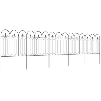 Lot de 5 clôtures de jardin décoratives - dim. totales 305L x 79,5H cm - métal noir OUTSUNNY