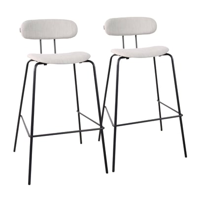 Lot de 2 chaises hautes en acier et bois, TINA OVIALA