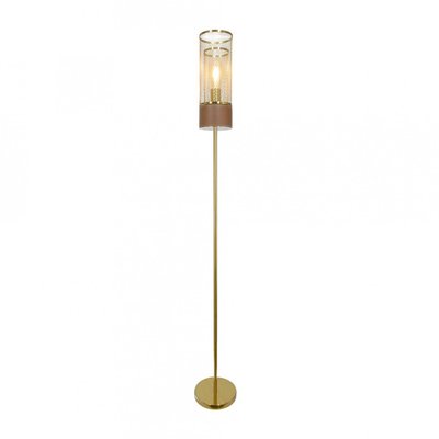 Lampadaire en métal et aspect cuir, ACUERO C-CREATION