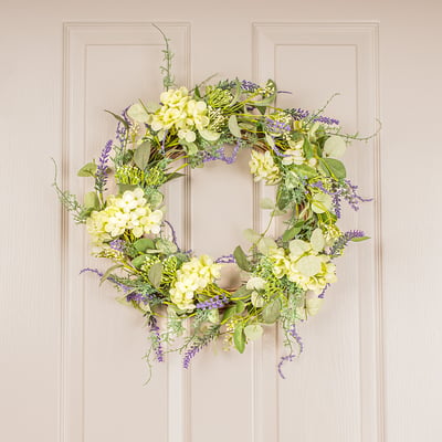 50cm Artificial Eucalyptus, Lavender & Hydrangea Wreath SO'HOME