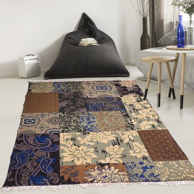 Tapis kilim fait main en coton motif ethnique UN AMOUR DE TAPIS