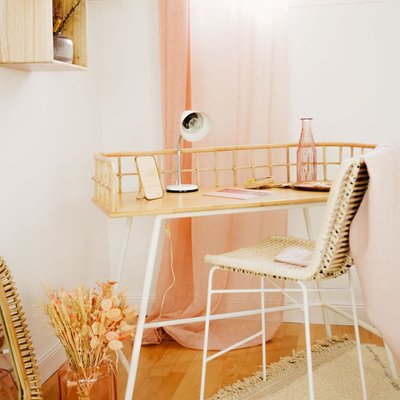 Bureau junior en rotin et métal - JAVA BLANC SAUDARA COLLECTIONS