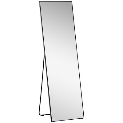 Miroir sur pied ou mural rectangulaire grande taille verre métal noir HOMCOM
