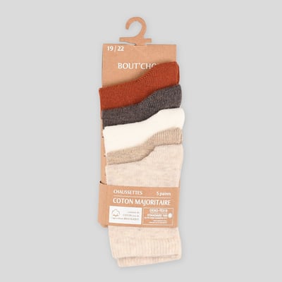 Lot de 5 paires de chaussettes en coton BIO BOUT'CHOU
