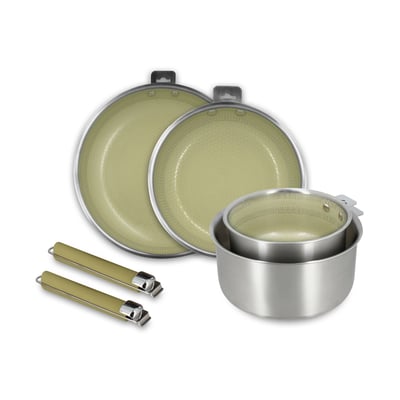 Batterie de cuisine 4 pièces en acier inoxydable avec 2 poignées, AGLAE MENASTYL