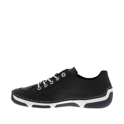 Tennis en cuir enduit bleu marine à talon plat avec des lacets RIEKER