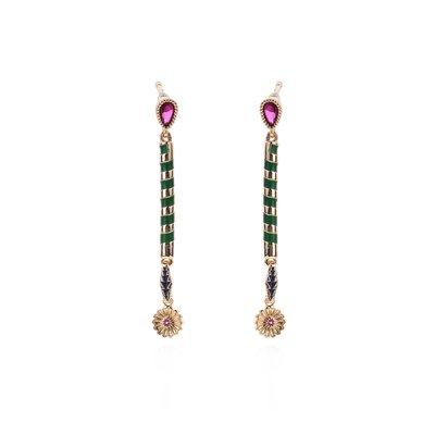Boucles d'oreilles pendantes émail et perles VASILE HIPANEMA