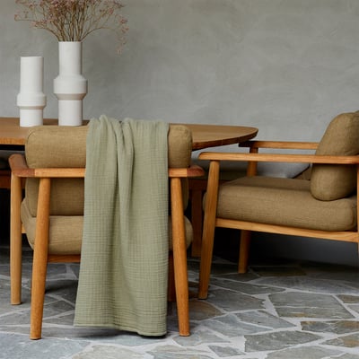 Plaid en gaze de coton vert, LOWEN BOSS HOME