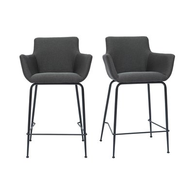 Tabourets de bar en tissu gris anthracite H65 cm (lot de 2) CARLIE MILIBOO