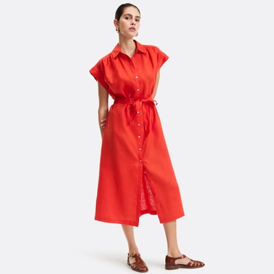 Heloïse Signature Short Sleeve Linen Dress LA REDOUTE COLLECTIONS