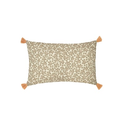 Coussin rectangulaire avec pompons en double gaze de coton lavé WABI-SABI NOBODINOZ
