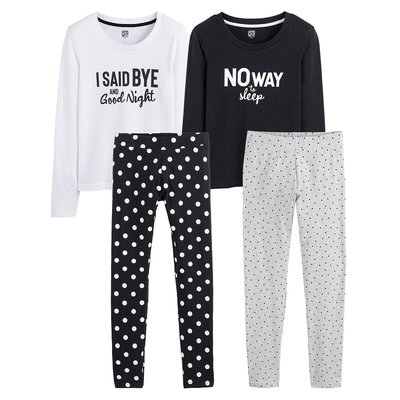 2er-Pack Pyjamas mit Schriftzug und Tupfen LA REDOUTE COLLECTIONS