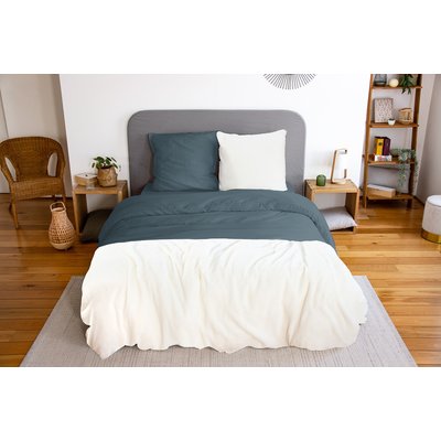 Parure housse de couette microfibre lavé, Bleu, Avy C DESIGN HOME TEXTILE
