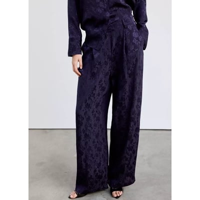 Pantalon jacquard fleuri MANGO