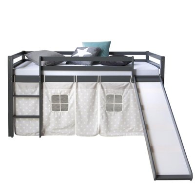 Lit 90x200 cm Gris avec Toboggan HOMESTYLE4U