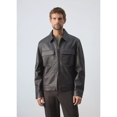 Blouson 100 % cuir poches MANGO MAN