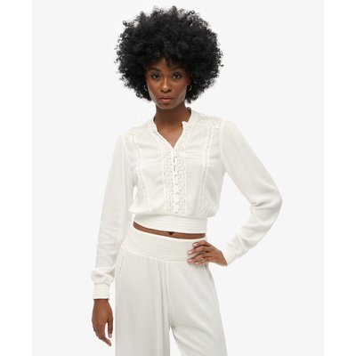 Blouse smockée à manches longues et finitions dentelle SUPERDRY